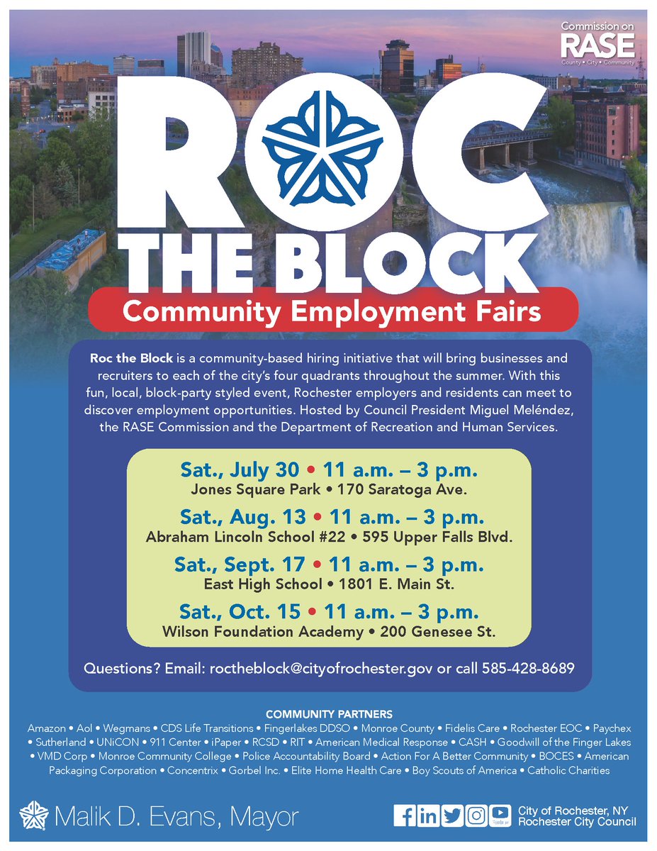 UNICONRochester's tweet photo. Join us for the City of Rochesterβs Second Annual Roc the Block series on Saturday, September 17th! Roc the Block is a free outdoor employment fair.
Visit UNiCON Rochester's website: https://t.co/0vcbf2JEeM
#uniconrochester #unicon #roctheblock #employmentfair #rochesterny https://t.co/hevvg6V7wl