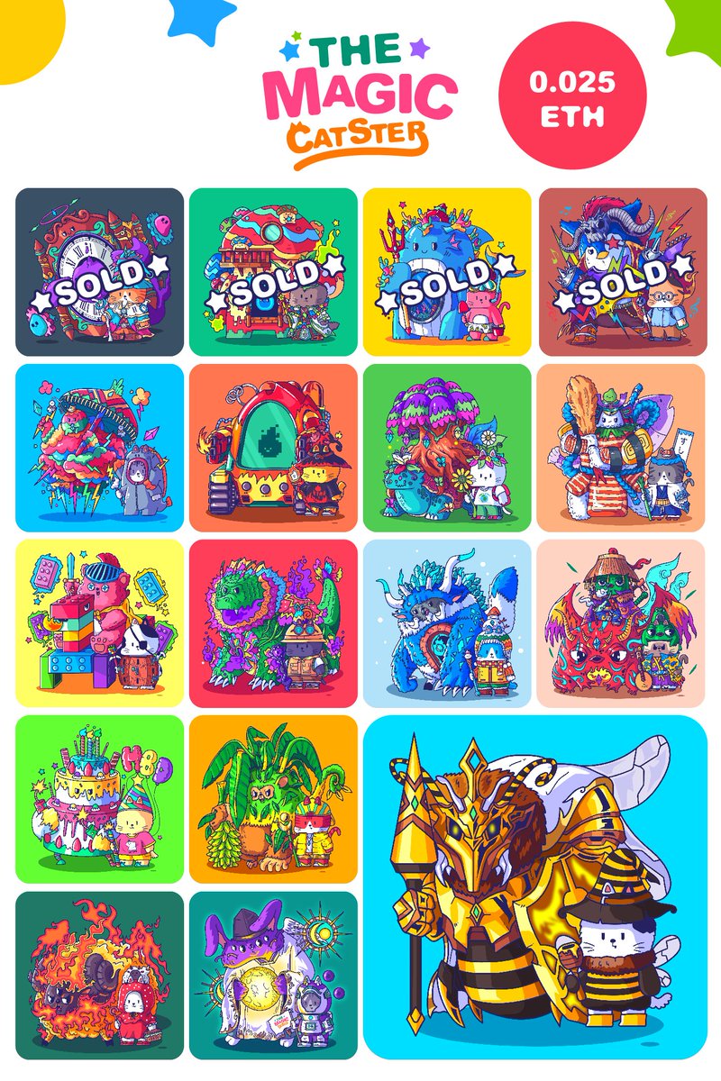 COLLECTION  THE MAGIC CATSTER
50 MEOW 
DROP 17/50  
SOLD 4/17
PRICE 0.025 $ETH
RARE 0.035  $ETH

NEW DROP
THE CATSTER YELLOW KNIGHT #17
AVAILABLE ON
opensea.io/collection/the…

#Ethereum #nftcollector #NFTCommunity #NFTdrops #OpenSeaNFT #NFTartist #NFTs