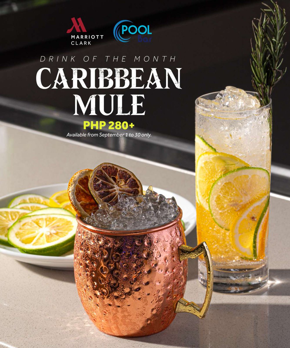 Clark_Marriott's tweet photo. Come and grab a ๐๐๐ฅ๐๐๐๐๐๐ก ๐ ๐จ๐๐, our thirst-quenching ice-cold delight sure to complete your #PoolDay this #September ๐นโจ
Available at ๐ฃ๐ผ๐ผ๐น ๐๐ฎ๐ฟ from September 1 to 30 only
#ClarkMarriottHotel #ExperienceItFIRST https://t.co/usFu83ftcp