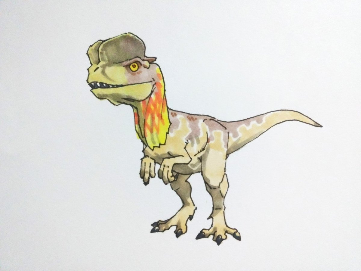「ディロフォサウルス #dinosaur  #dilophosaurus  #恐竜」|しんいちろー🦖お絵描きのイラスト