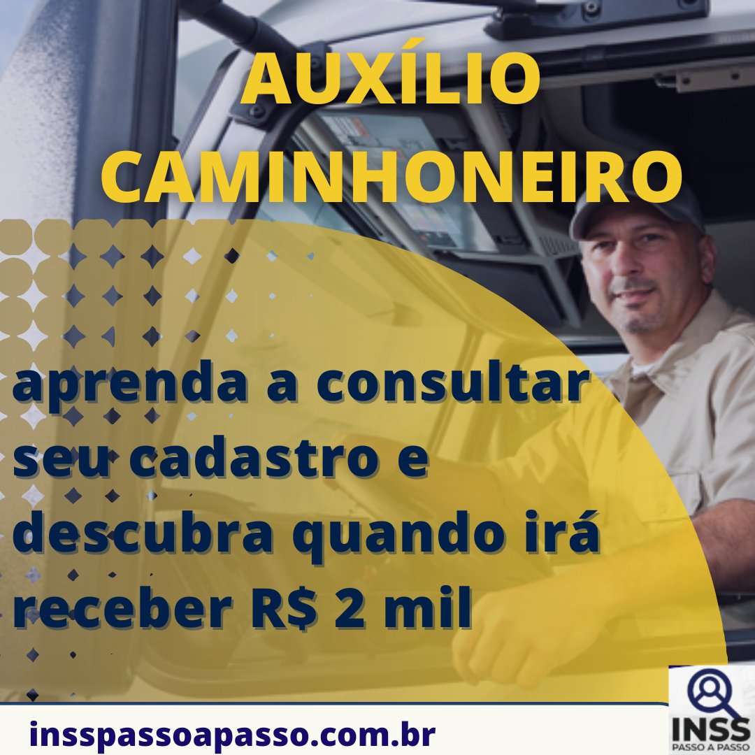 InssPassoaPasso's tweet photo. 🔴 AUXÍLIO CAMINHONEIRO: aprenda a consultar seu cadastro e descubra quando irá receber R$ 2 mil

🔴 LINK NOS STORIES PARA CLICAR.

https://t.co/diUwqiFU1v

#insspassoapasso https://t.co/XH92aWZoqj