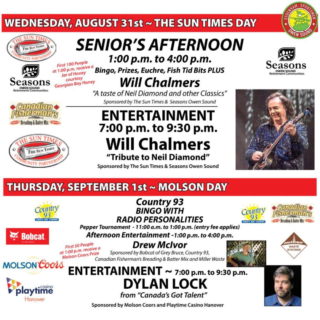 Fantastic entertainment today and tomorrow!

#OSSalmonSpectacular34 #sydenhamsportsmen #salmonfishing #greybruce #ontariofishing #ontariofestival #owensound #greybrucecounty #ontario #angler #georgianbay #fishing #lakehuron #greatlakes #owensoundsalmonspectacular #fishingaddict