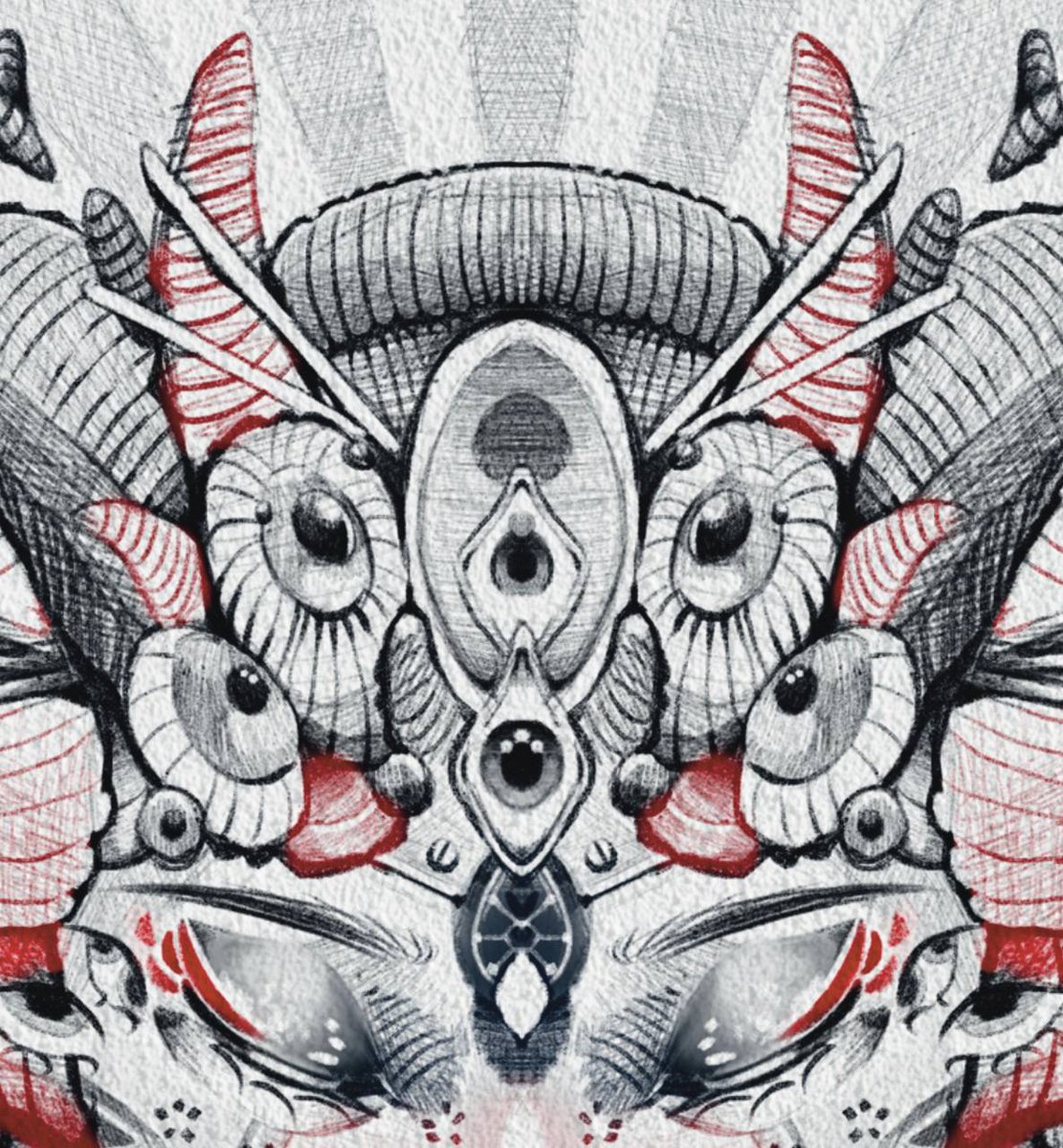 tororo_aoi27's tweet photo. Giger tubes, horns and horns and horns, also eyes and more eyes: Beginning to realise it’s not the best idea to describe my pieces using their physical attributes.
#giger #surrealism #psychopop #illustration #drawing #sketch #ipadpro #symmetry https://t.co/W9KjBRCZFL