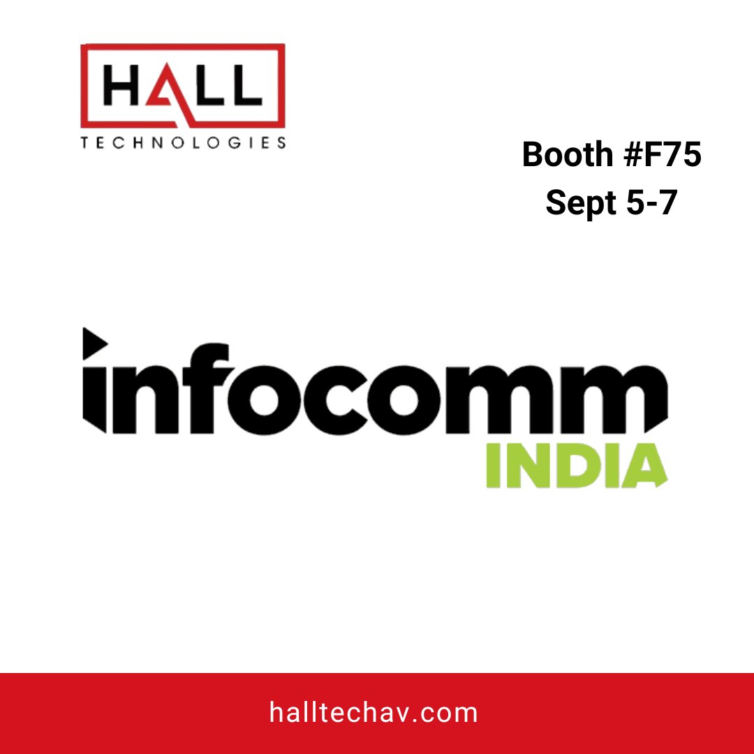 HallTechAV's tweet photo. We're heading to Mumbai. Visit us in stand #F75 at #InfoCommIndia Sept 5-7. Register to attend. https://t.co/N9m2FoaBXd

#HallTechnologies #AVNetwork #ModernTechnology #TheHallWay #Reimaginingthewaypeopleliveworkandplay https://t.co/9l2QPVYYkq