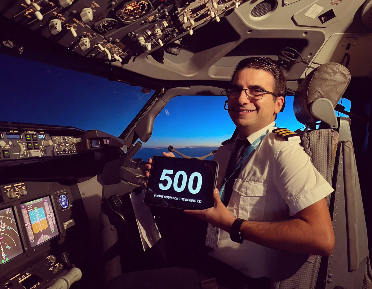 TheDomenic's tweet photo. Yesterday marked a very important professional milestone for me. I passed 500 flight hours as a pilot on the Boeing 737! Hereโs to the next 500 flight hours on this legendary plane! โ๏ธ ๐ ๐จโโ๏ธโฃ
โฃ
#500Hours #500HoursOnType #Boeing737 #Milestone #JetHours #Pilot https://t.co/THTXEm2gMt