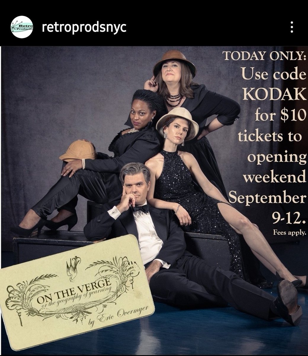 williamfranke's tweet photo. FLASH SALE Today only get opening weekend tickets for only $10 for On the Verge from @RetroProdsNYC
Use code KODAK at https://t.co/a9wLPprb9D https://t.co/xmYboepBcu