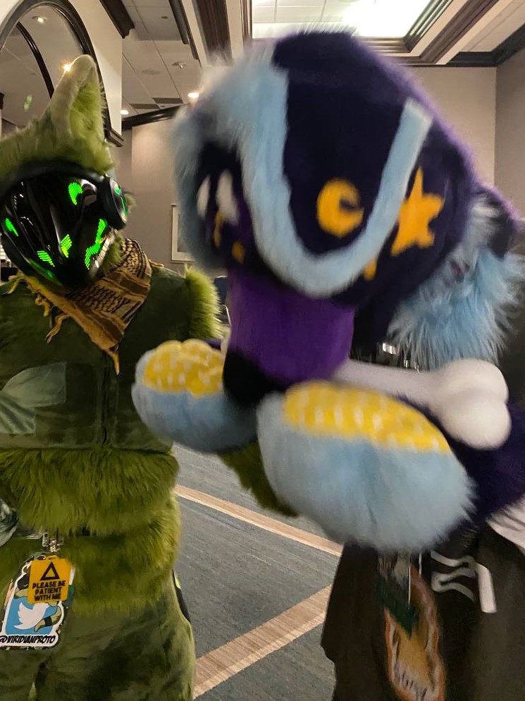 aaaaaaaaaaan- NOMMM!                     tasty

It's Wednesday! Make sure to eat a healthy breakfast. You're halfway through the week! You got this, I believe in you!

🥦🤖 next to me: <a href="/ViridianProto/">Viridian 🌱💾</a> 
(follow them, they're really cool)

#fursuit #fursuiter #furryfandom