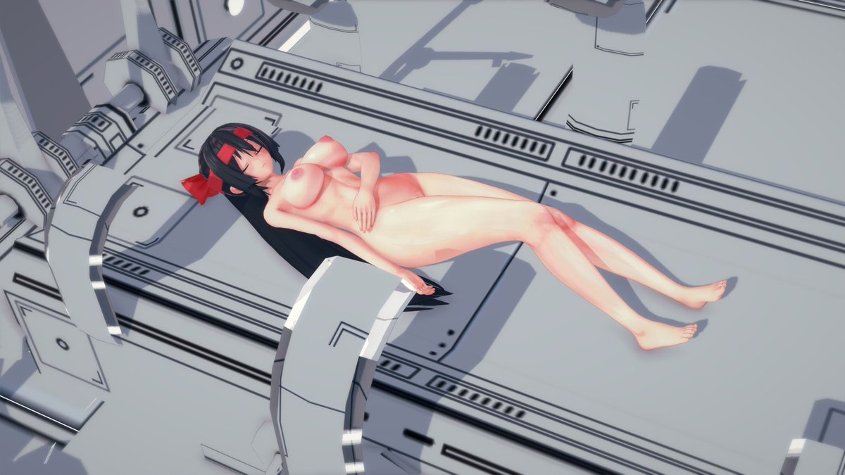 実験台でお休み中のアサギちゃん 