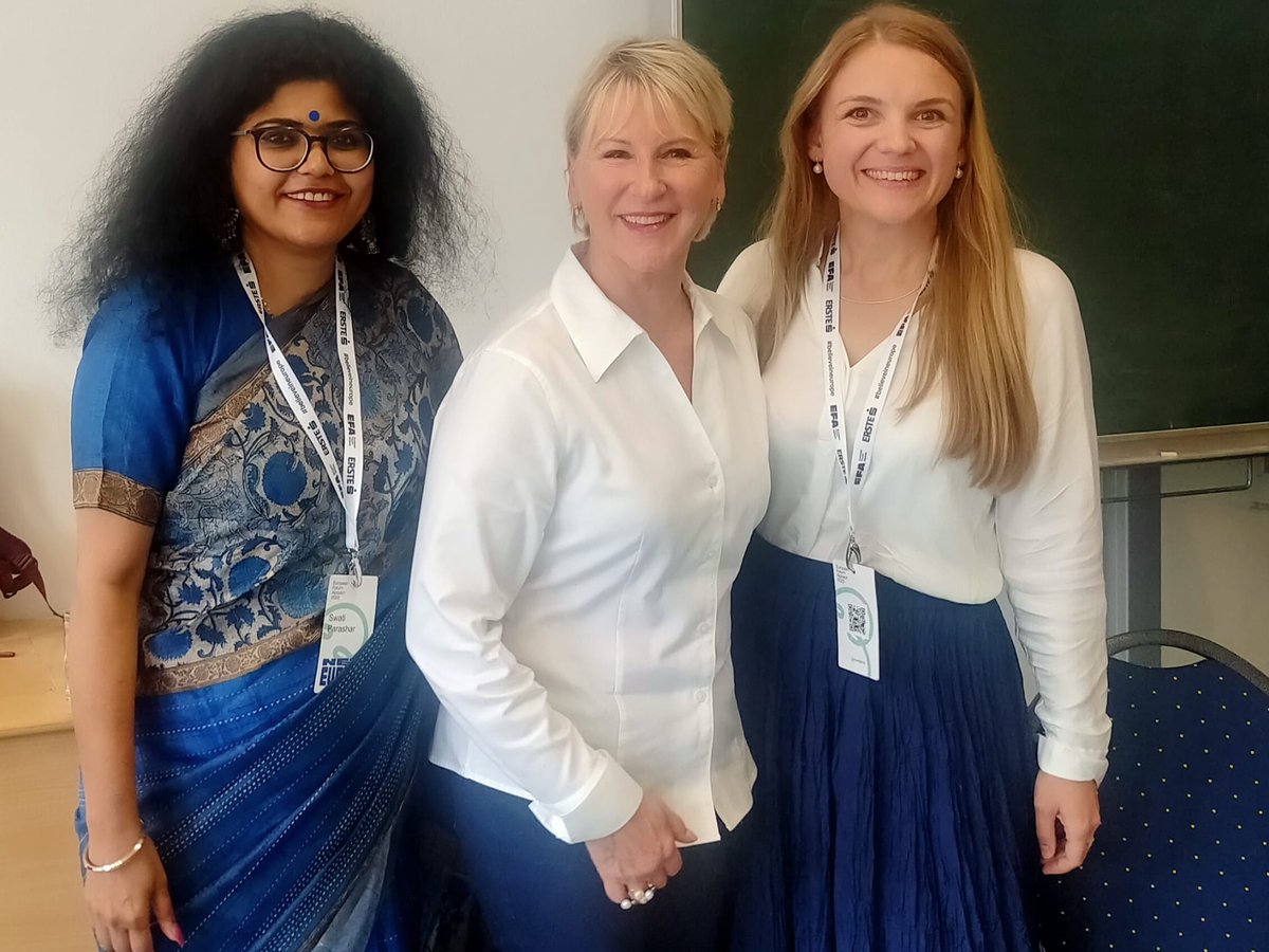 DWornig's tweet photo. Greatful to have @margotwallstrom join us @swatipash for a guest lecture on Feminist Foreign Policy and her role as a pioneer in this field. Sincere thanks for your dedication, time and openness Margot. #efa22 #NewEurope #forumalpbach #wps #ffp https://t.co/1PgVio9GPH