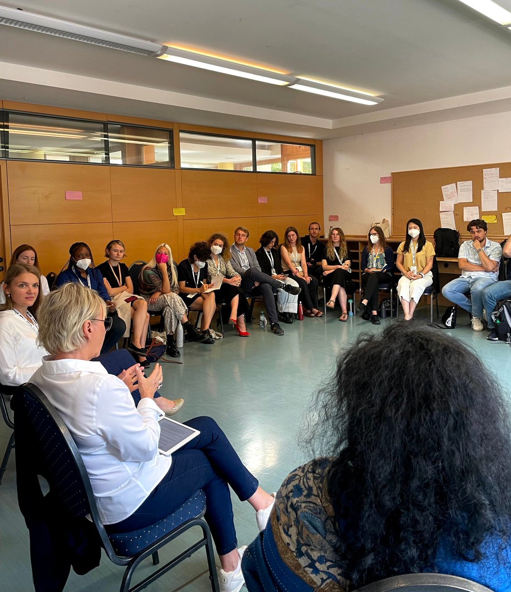 DWornig's tweet photo. Greatful to have @margotwallstrom join us @swatipash for a guest lecture on Feminist Foreign Policy and her role as a pioneer in this field. Sincere thanks for your dedication, time and openness Margot. #efa22 #NewEurope #forumalpbach #wps #ffp https://t.co/1PgVio9GPH