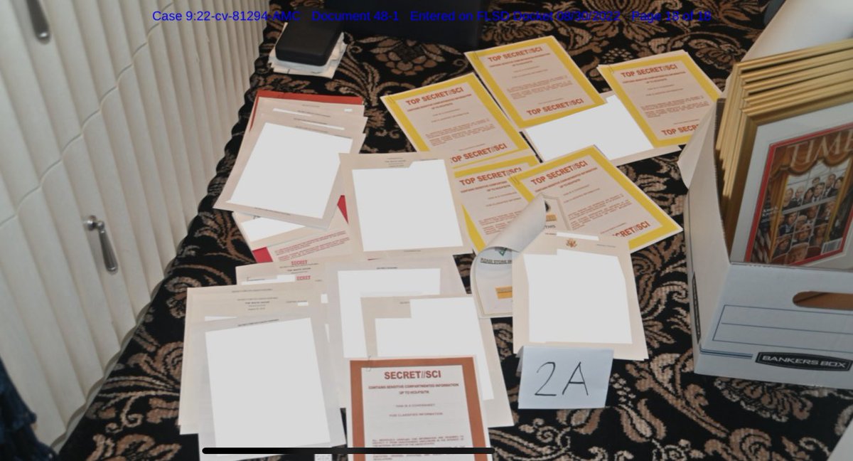 CongressmanRaja's tweet photo. These are some of the documents the FBI recovered from Mar-A-Lago as they disclosed in a court filing last night. If they look serious, it’s because they are, and some of the markings even suggest human source intelligence, materials people risk their lives to gather and protect. https://t.co/T7mApwnyZf