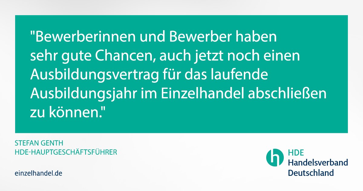 handelsverband's tweet photo. #Fachkräftesicherung: Handelsunternehmen suchen weiterhin Auszubildende https://t.co/RkxzqLVEKd #Einzelhandel #Ausbildung https://t.co/lMgaQFfPrz