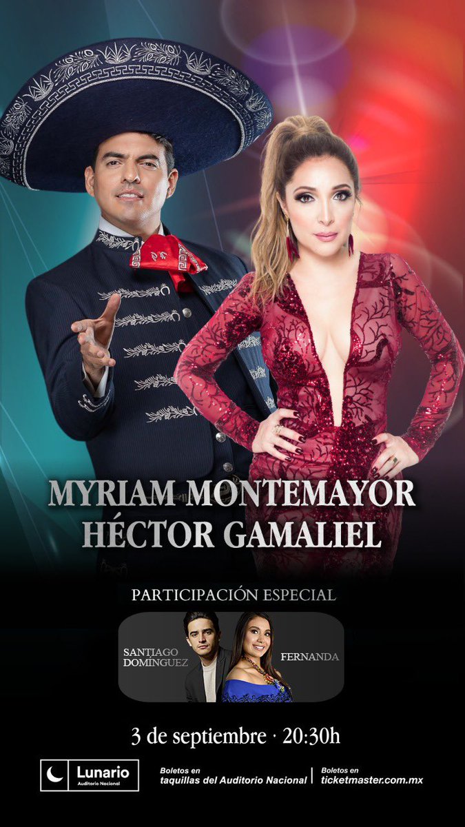 MyriamMonteCruz's tweet photo. Después de varios años nos volveremos a reunir queridos fans, en este escenario tan especial @LunarioMx los esperamos!!! @_HectorGamaliel y yo @MyriamMonteCruz para ofrecerles un show único para ustedes!!! accesos en @Ticketmaster_Me aprovechen las promociones especiales!!! https://t.co/fb9elXvfsc