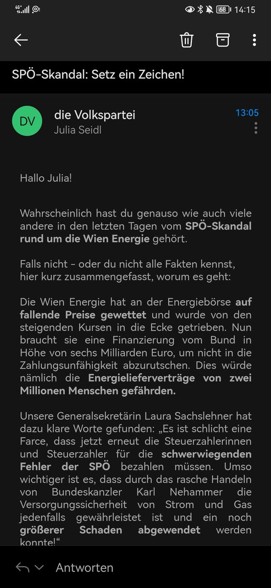 ÖVP verschickt weirde Mails. Freunde von mir haben sie auch bekommen. Thx, but no thx. Ich möchte keine politisch aufhetzenden Nachrichten bekommen und woher habt ihr bitte meine/unsere Mailadresse/n?