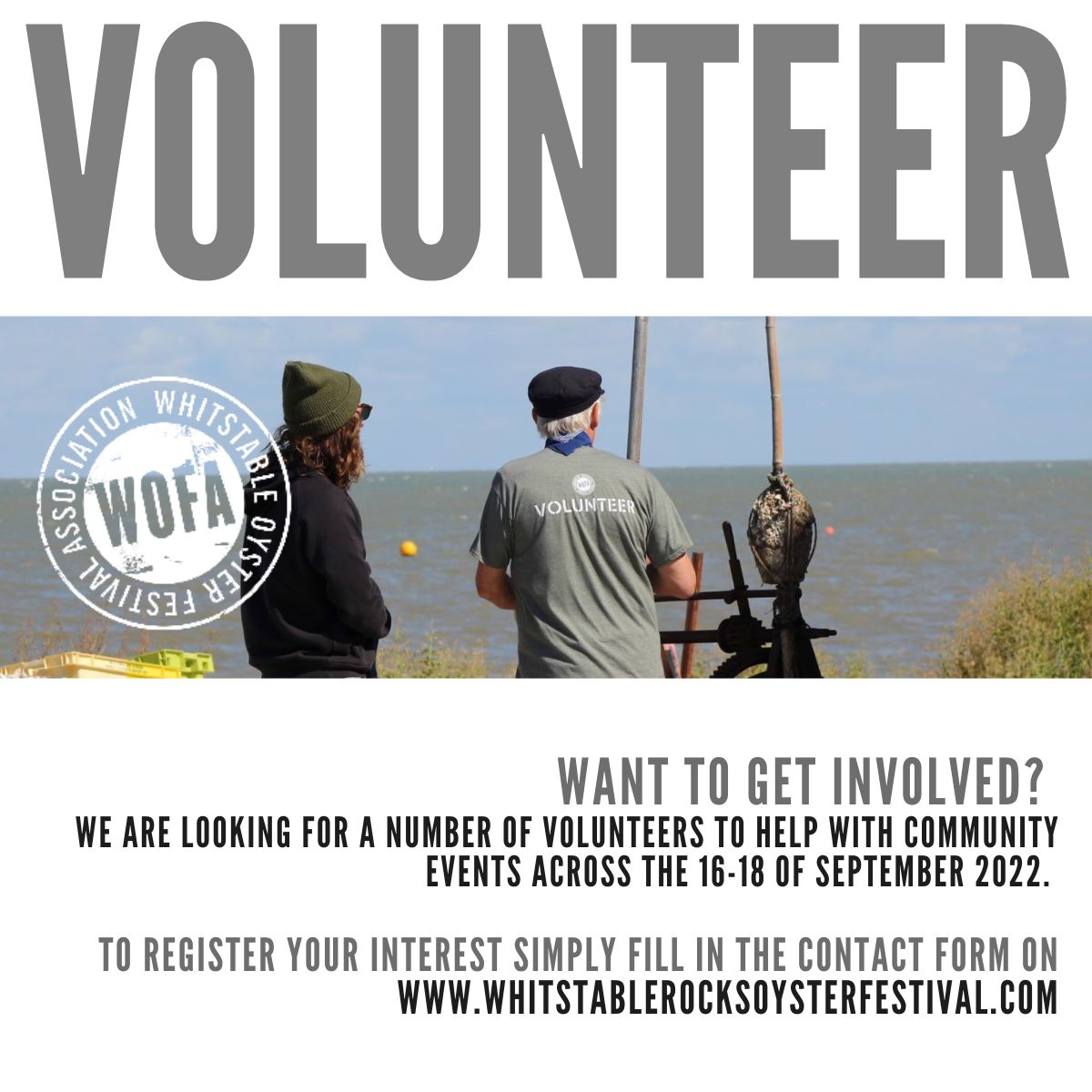 WROysterFest's tweet photo. Get Involved, Volunteer! The Whitstable Oyster Festival Association (WOFA) will be putting on a number of fun family events over the weekend for this year’s Festival. Sign up via the contact form on https://t.co/gqAUKJSjM3 
#whitstable #whitstablerocksfest22 https://t.co/WL4rf3Hge6