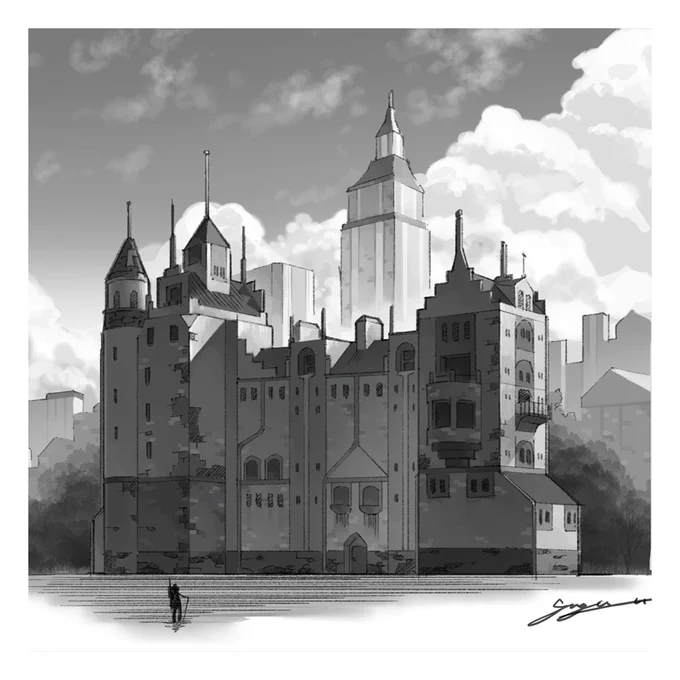 城三昧でした🏰
 #今月描いた絵を晒そう #背景 #城 