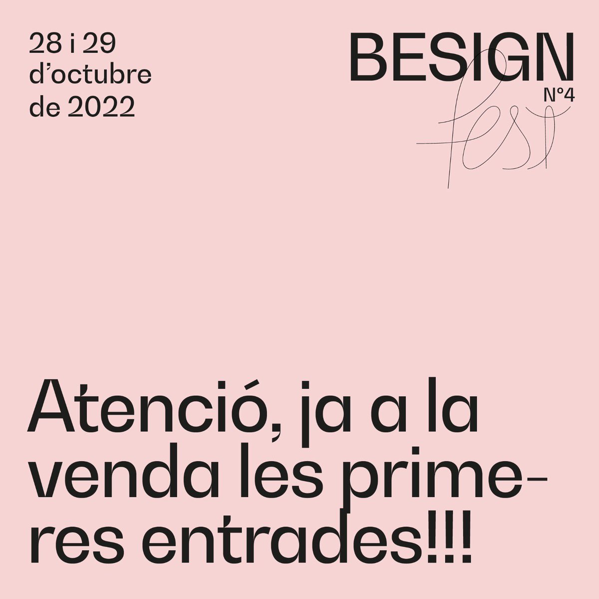 Entrades ᴇᴀʀʟʏ ʙɪʀᴅ 🔥 amb 20% de descompte! 🔥

A la venda el primer lot d'entrades amb un superdecompte per a tots els que vos agrada planificar amb temps. Pots comprar-les utilitzant el codi EARLYBESIGN20 ➡️ eventbrite.es/e/entradas-bes…

#besignfest2022 #SomSucCreatiu