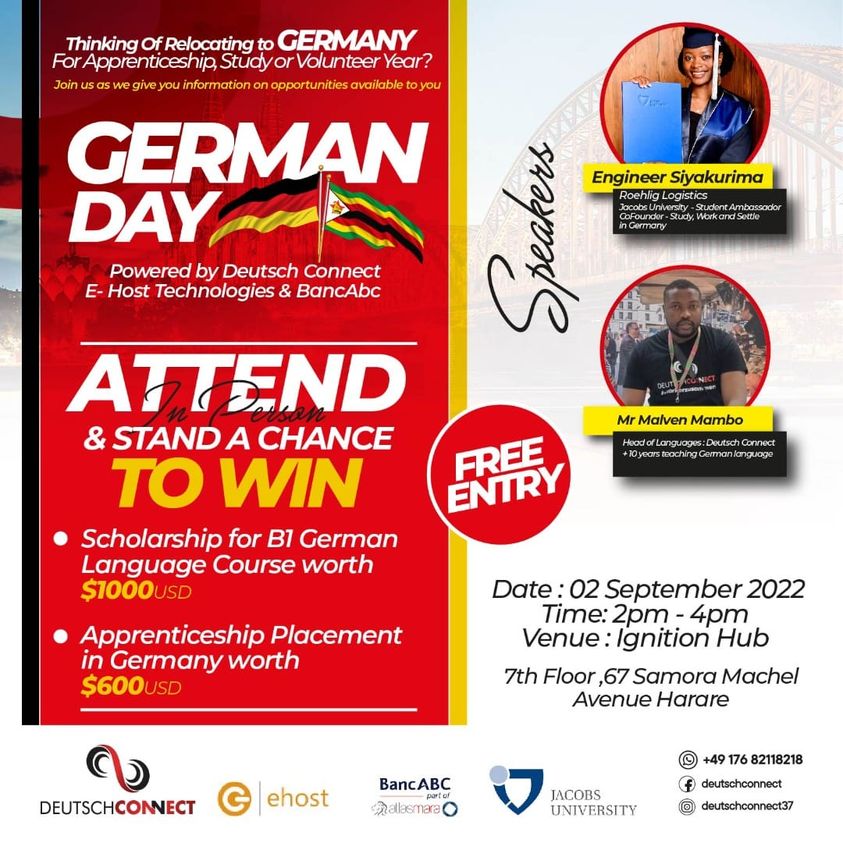 ConnectDeutsch's tweet photo. With @BancabcZW 
Come and join us as we give you opportunities available for you in Germany 🇩🇪. 
Register below to attend 
https://t.co/YMXI9VDitH https://t.co/9DN9RiqHoy