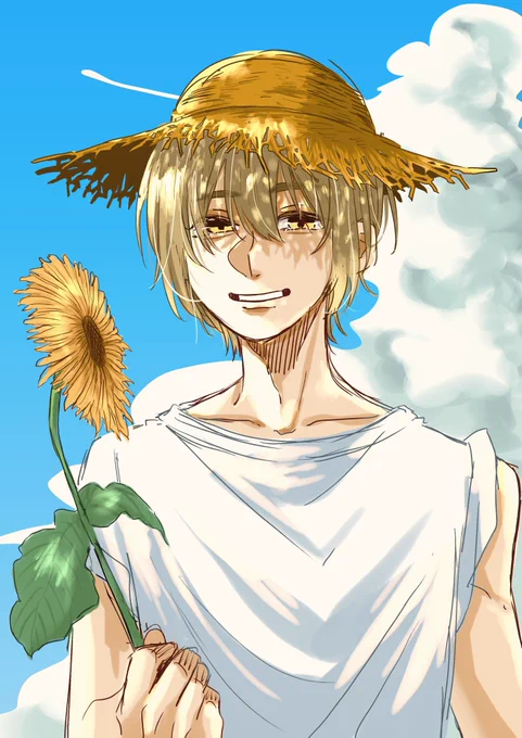 夏の終わり????に夏っぽい絵さんには麦わら帽子が似合う※顔捏造 