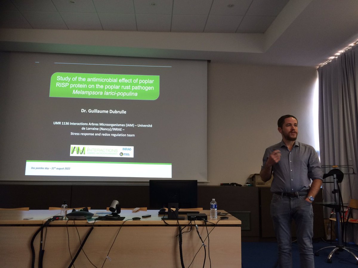 UMR_IAM's tweet photo. #DocPostdocDay: Guillaume Dubrulle (@GuillaumeDubru1) on “Study of the antimicrobial effect of #poplar #RISP (Rust Induced Secreted Protein) on the poplar #rust pathogen #Melampsora larici-populina” https://t.co/Fq0rjbpcqI