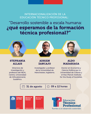 Hoy cerramos el #mesTP con el seminario "Desarrollo Sostenible a Escala Humana: ¿Qué esperamos de la Educación TP?" de <a href="/Mineduc/">Ministerio de Educación</a> y <a href="/Minrel_Chile/">Cancillería Chile 🇨🇱</a>. Pueden seguir la transmisión en youtube.com/mineducchile entre 9:00 y 12:00