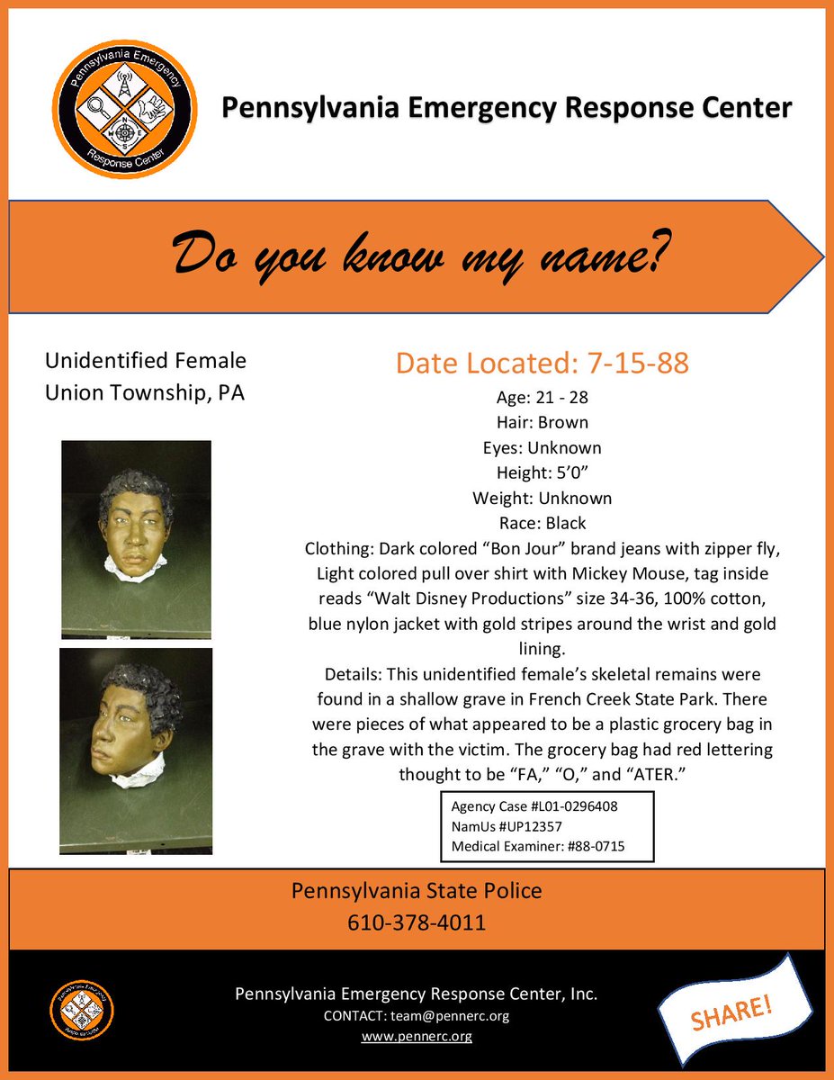 #unidentified #female #frenchcreekstatepark #pennsylvania #coldcase #RT #share #doyouknowmyname #whatsmynamewednesday #helpidme #pennerc #sotheyallcomehome