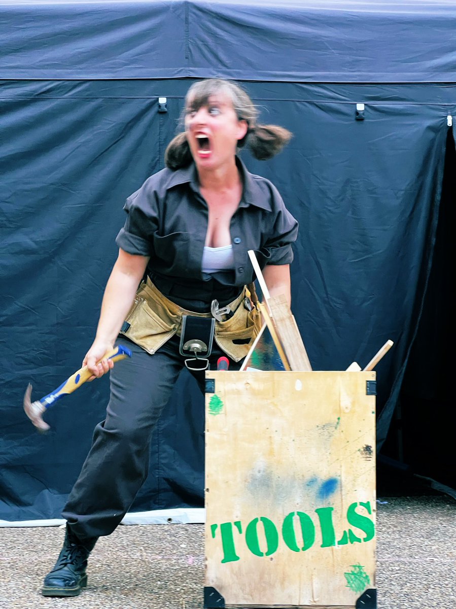 thegobbledegook's tweet photo. I think these photos honestly represent some of the most fun I’ve had performing for ages and ages. Me with my tools*.
Thanks #MissHighLegKick @auditionproject (and @DeDomenici for the great pics). #EauDeMemoire @WWconsortium
*outfit, box and power tools all model’s own https://t.co/UXJPHpaRNv