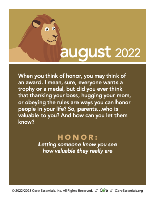 As we start to wrap up August with HONOR as our value word, remember there are many ways to honor someone without a trophy or medal. Even a simple "thank you" will go a long way. #honor🦁