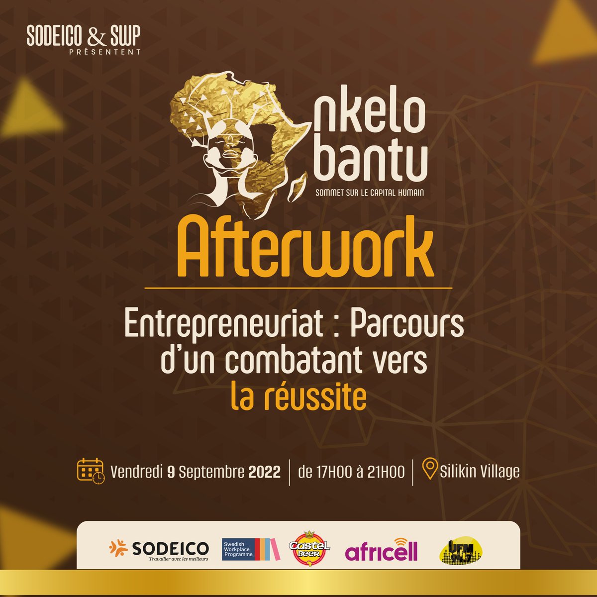 NkeloBantu's tweet photo. 📢 Nous vous annonçons le report du Afterwork @NkeloBantu de ce vend 02 pour le vend 09 sept toujours au @SilikinVillage . 
 
Cette fois-ci, le partage d'expériences s'effectuera autour de l’entrepreneuriat : Parcours d’un combat vers la réussite. 
 
#nkelobantu #NIR #afterwork https://t.co/0fcLkdTiG9