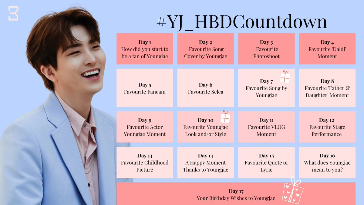 [#YJ_HBDCOUNTDOWN]

Join our birthday countdown daily and get a chance to win a "SUGAR" album! 

🎉SEP 1-17

🎁Join our Countdown Daily 
🎂Use the Tag (#YJ_HBDCOUNTDOWN + <a href="/GOTYJ_Ars_Vita/">N</a>) 
🥳Show Streaming Proof (YT: SUGAR MV)

#Youngjae #영재 #GOT7 <a href="/YOUNGJAExArs/">영재 YOUNGJAE</a> <a href="/GOT7/">GOT7 (갓세븐)</a>