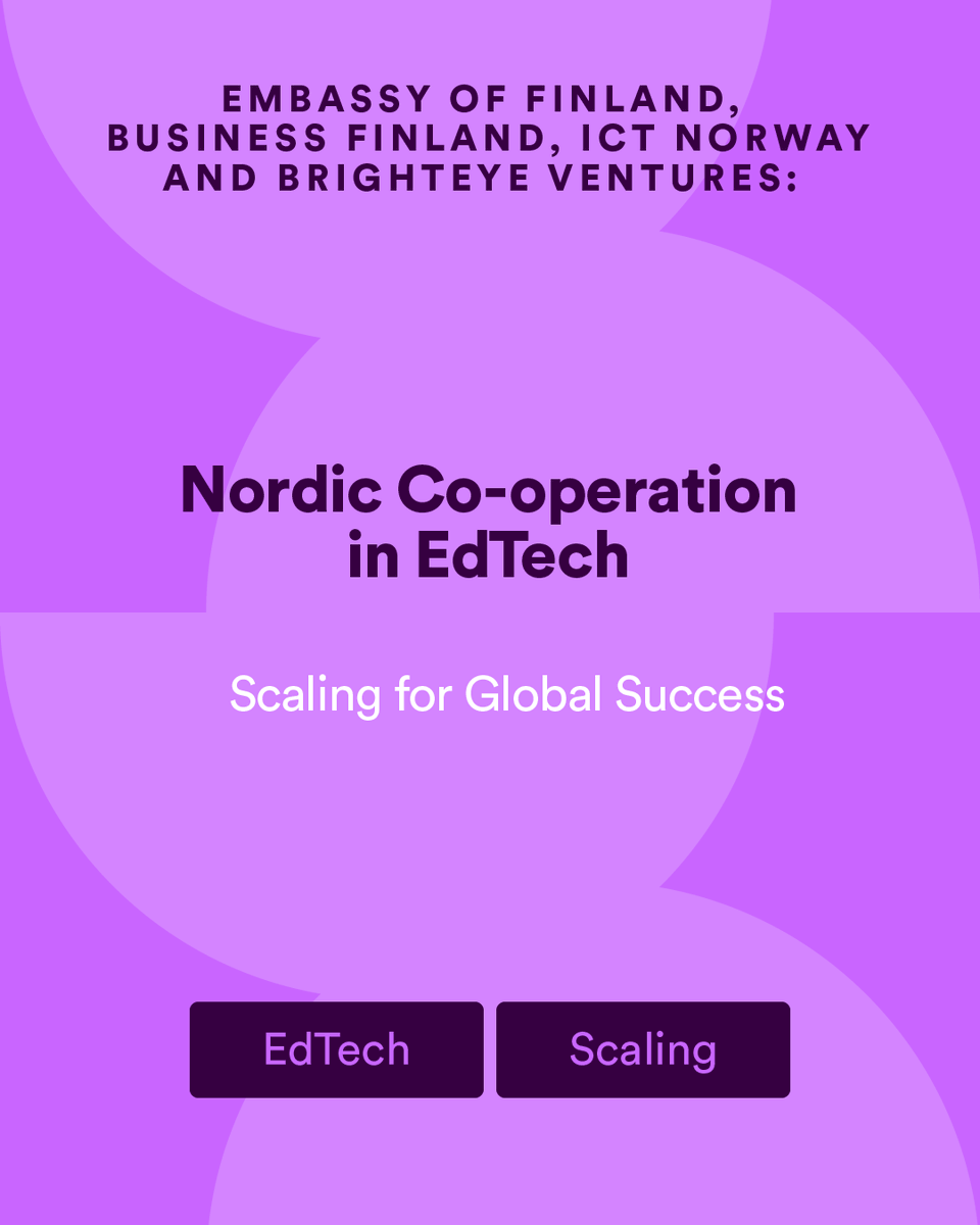 FinlandOslo's tweet photo. 📢#EdTech actors – our event at Oslo Innovation Week is for you. At “Nordic Co-operation in EdTech” we’ll delve into how we can utilize the Nordic model to scale up globally. In cooperation with @BusinessFinland @IKTNorge @brighteyevc @edu_EEF. #oiw2022
➡️https://t.co/8VH5JQxvG4 https://t.co/7IB0Yi333U