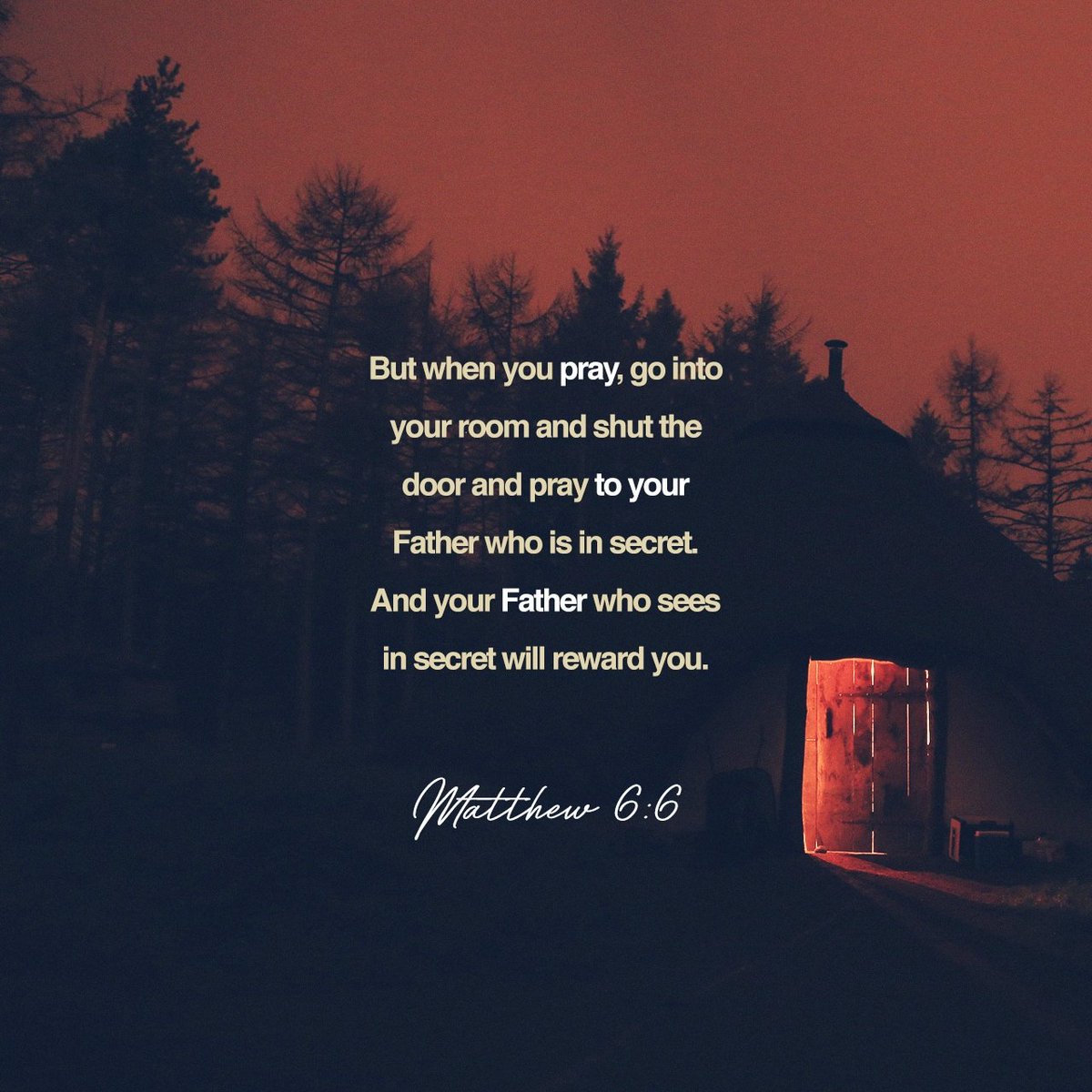 PrimalGuide's tweet image. But when you pray, go into your room and shut the door and pray to your Father who is in secret. And your Father who sees in secret will reward you.
Matthew 6:6 ESV

bible.com/verse-of-the-d…