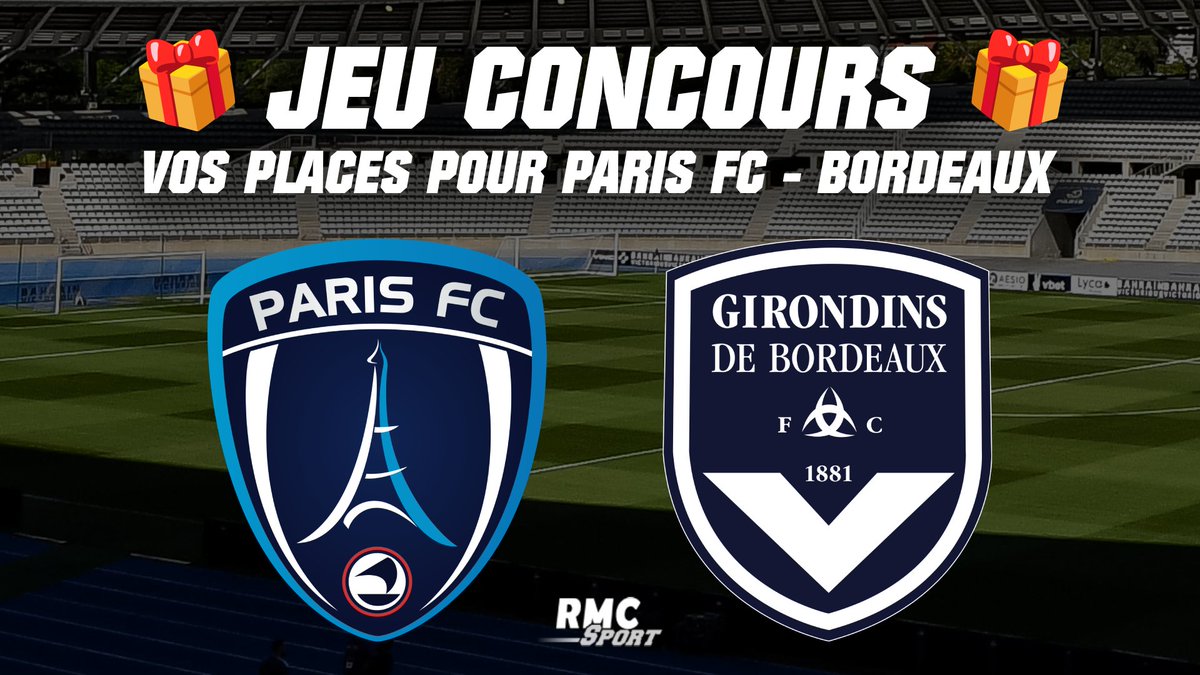 RMCsport's tweet photo. 🎁 JEU CONCOURS

⚡ RMC Sport vous offre des places pour Paris FC - Girondins de Bordeaux ce samedi 3 septembre à 15h au stade Charléty. 

👉 Pour participer RT + follow @RMCsport.

🍀 Bonne chance ! https://t.co/ejXsiKN40X