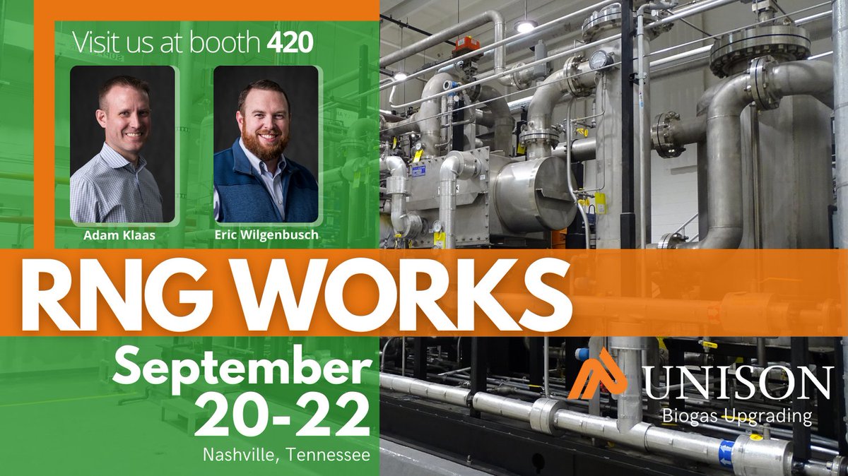 Visit Adam Klaas and Eric Wilgenbusch in booth 420 at RNG Works to discuss your biogas upgrading needs.
#benefitsofbiogas #rngworks #biogasupgrading