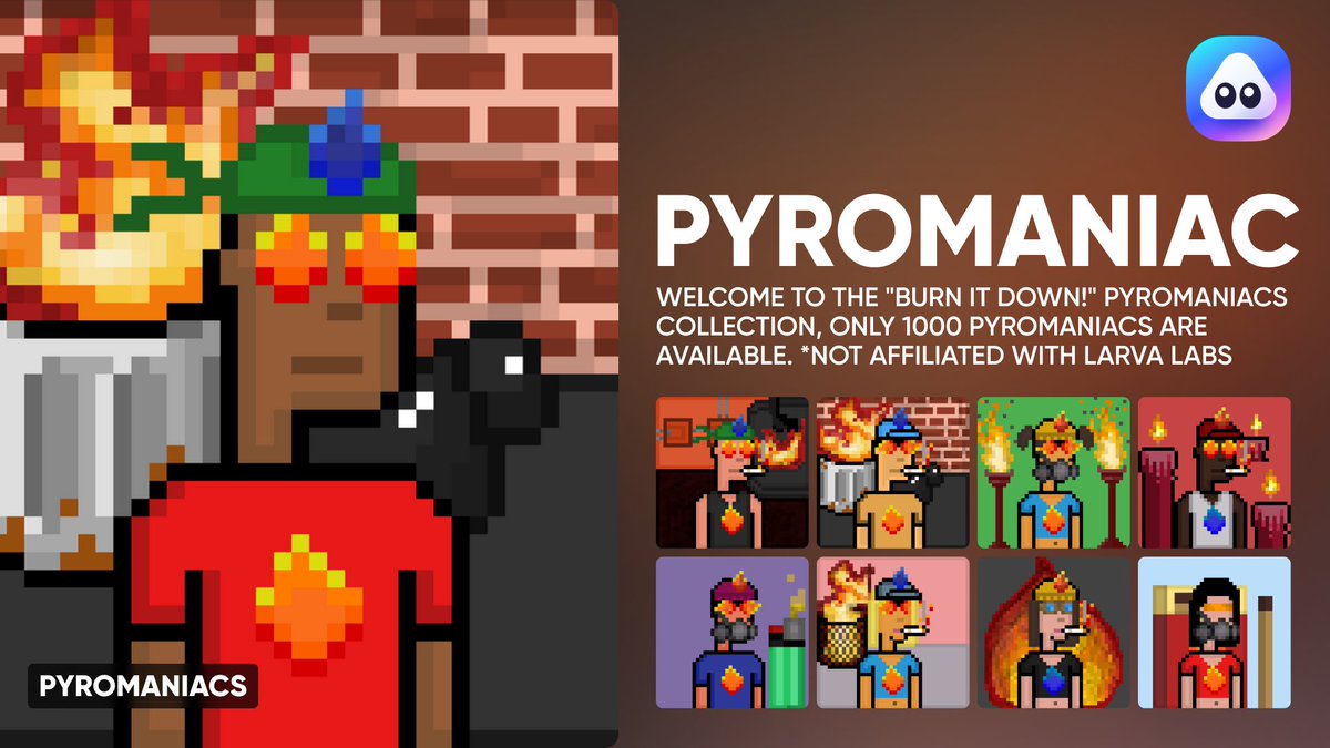 airnfts's tweet photo. 🤩 Check out the PYROMANIAC Collection on @airnft 👀

https://t.co/LQOszlsBJh

👉 Like &amp; RT if you like this 🚀
👉 Follow @airnfts 🥳
👉 Drop your #NFT in the comments 🔥

#NFTartists #nftcollectors #NFTProject #NFTs #NFTCommunity #crypto
#NFTGiveaway #NEAR @ciphervolt https://t.co/GPhpsknwYZ