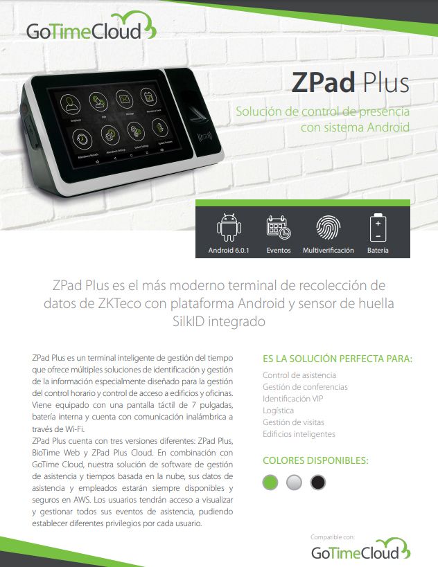 ZKTeco_Europe's tweet photo. En ZKTeco, con tu compra de un ZPad Plus te regalamos un año de suscripción a #GoTimeCloud 💼💻☁️( planes de 10 o 25 empleados.) ¡Solicita ahora tu kit de #controlhorario ahora!→ https://t.co/huJELdt8AX #ZKTecoIberia https://t.co/ilkrMgwa1M