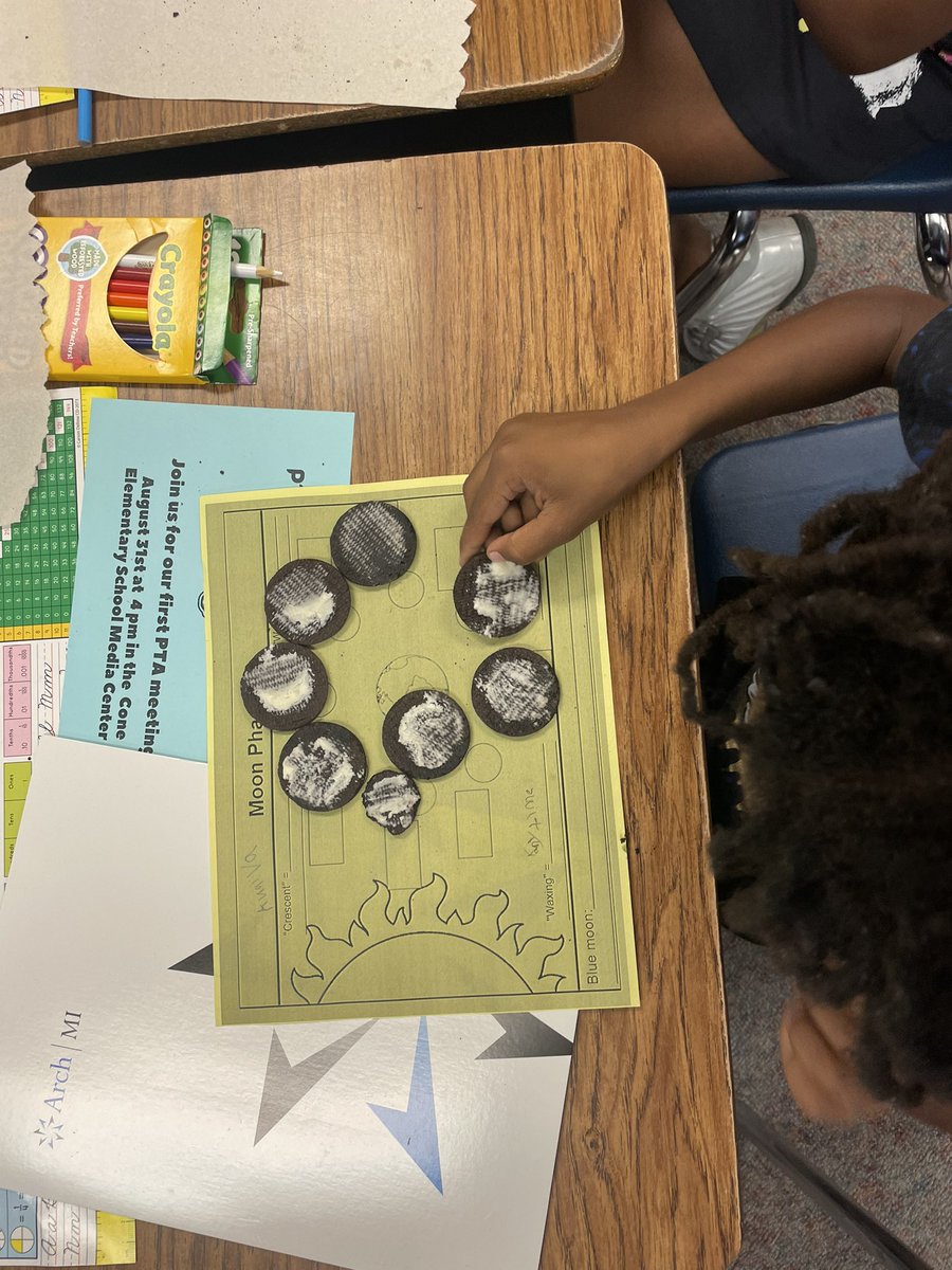 4th grade Oreo Moon Phases. Learn, write, eat!!