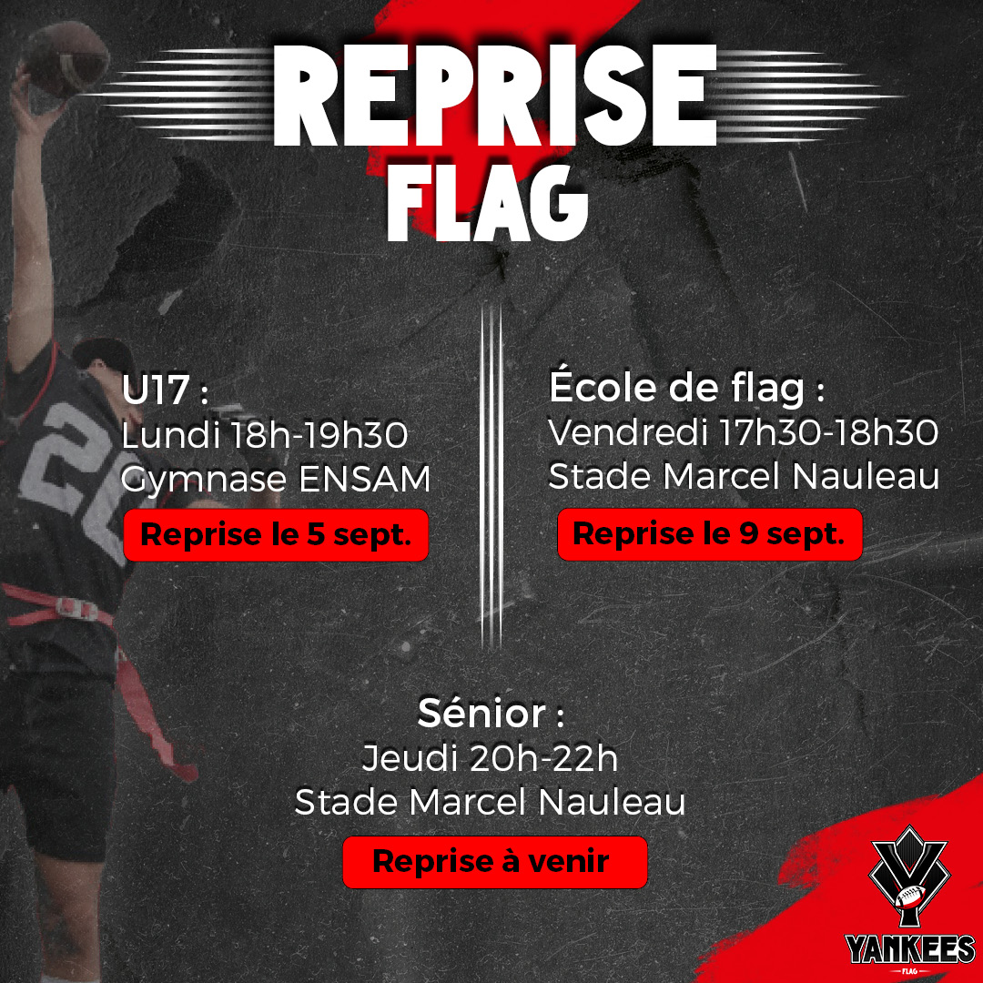 YankeesAngers's tweet photo. Rejoins les Yankees !
Viens essayer le flag 🏈 
Dossiers d'inscriptions disponibles bientôt 😉
À très vite chez les Yankees !
#YankeesSco #yankeesscoangers #Footballamericain #FootballUs #FootUs #FlagFootball #Flag #Cheerleading #Cheers #FFFA #MaineEtLoire #PaysDeLaLoire #Angers https://t.co/QjB91nuue0