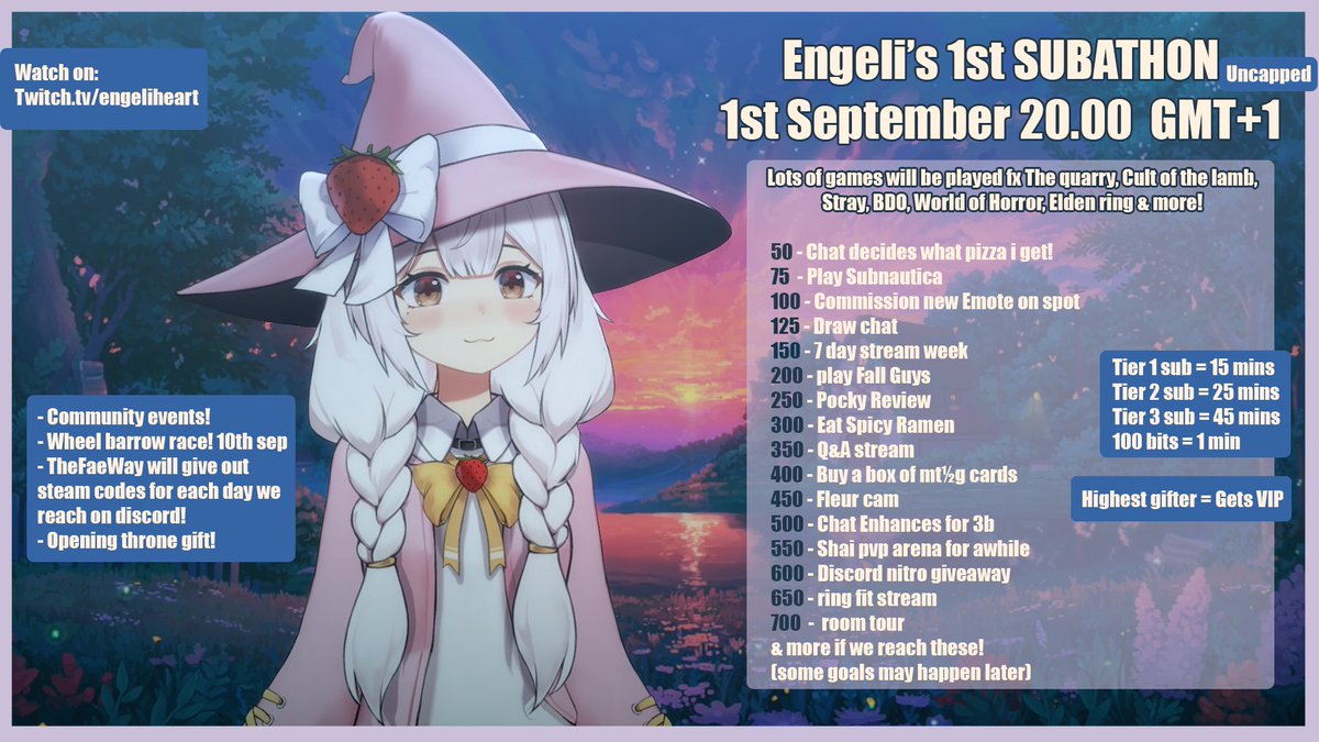 🍓SUBATHON SUBTEMBER🍓
1st time doing this! trying to push some emote slots! And have a berry good time!