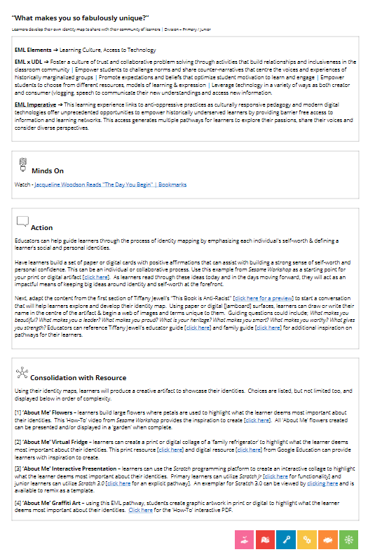 Amplify student voice by helping them develop their own identity map to share with their community of learners on #PeelFirstDay!

CODE, digital art + more! Choice abounds in this EY/P/J/I #PeelEML PDF pathway.

Download➡️bit.ly/eml-lesson-01
