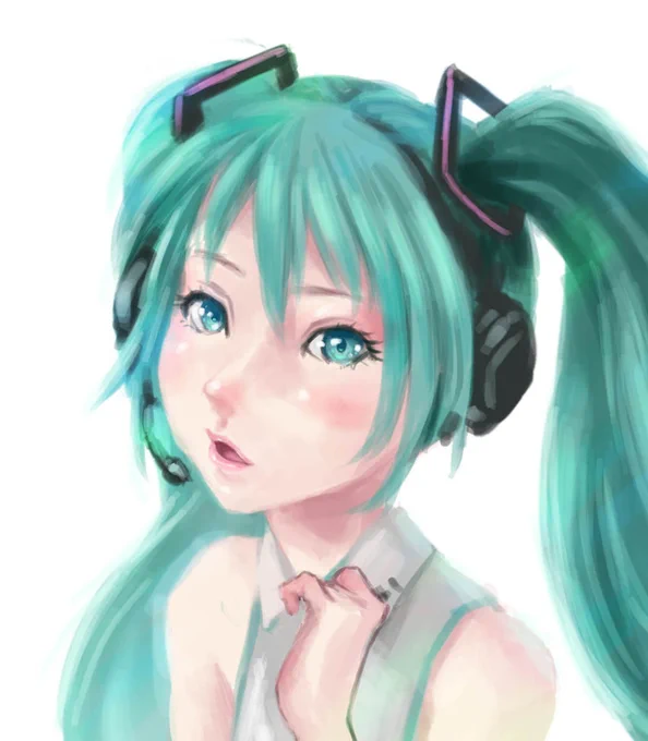 今日のワンドロ!#初音ミク 15周年だそうで、実は今まで一度も描いたことありませんでしたってことで描いてみた合ってるか不安になるw#初音ミク15th #ワンドロ #絵描きさんと繫がりたい #イラスト好きさんと繋がりたい #illustration 