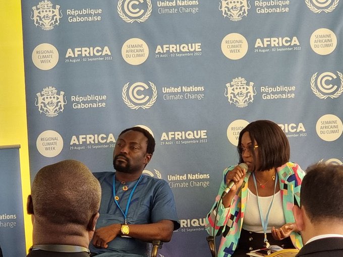 nnoko_harrison's tweet photo. Exited to speak at the event on Nature Based Solution and community engagement on ecosystem services #AfricaClimateWeek #ACW2022 #ClimatGabon! https://t.co/YVFabiseu3
