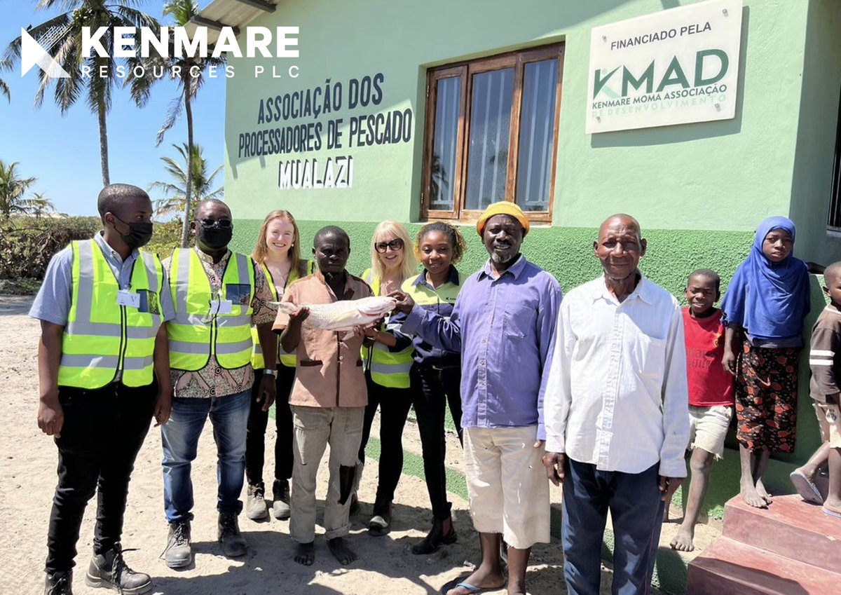KenmareRes's tweet photo. $KMR was pleased to welcome Ireland’s Ambassador to #Mozambique, Nuala O’Brien (pictured fifth from left), to our #Moma Mine. Ambassador O’Brien visited our operations & some of the #community projects supported by #KMAD, including the Mualadi Fishing Association @IrlEmbMaputo https://t.co/qqVnUpPBvB