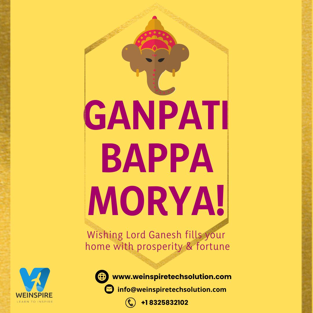 Weinspire_tech's tweet photo. Happy Ganesh Chaturthi from #weinspire team.
https://t.co/d5toKOsonJ

#weinspiretechsolution  #ganeshchaturthi #ganeshchaturthi2022 #ganepooja2022 #ganpati #festival #indianfestival #happy #blessed https://t.co/IiUGspdMJM