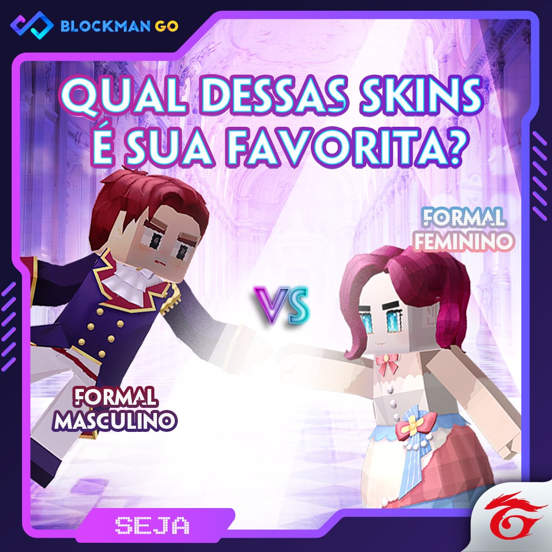 BlockmanGOBR's tweet photo. O evento Festa de Volta às Aulas trouxe duas novas skins SUPER chiques para o Garena Blockman GO!💅💎
 
Qual delas é sua favorita?
🕺Traje Formal Masculino
💃Traje Formal Feminino https://t.co/TrR0boQ6SE