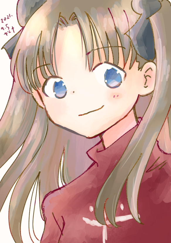 tohsaka rin 1girl solo long hair blue eyes smile two side up looking at viewer  illustration images