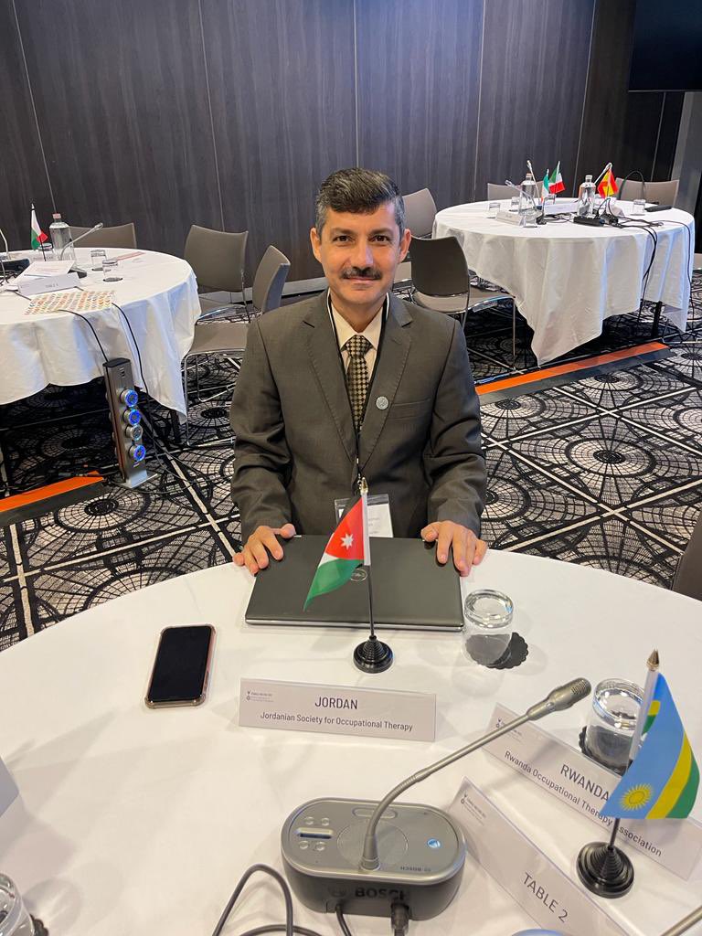HashemSalman2's tweet photo. Representing Jordan at the WFOT Council meeting. I am very proud 🇯🇴 #WFOT2022 https://t.co/dQjuvNiSLk