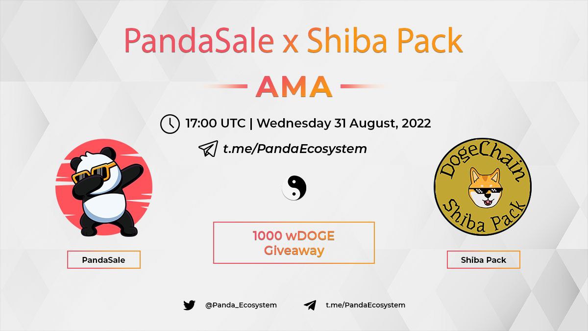 GM Pack🐶! AMA with PandaSale today at 5PM UTC in the PandaSale Telegram: t.me/PandaEcosystem

Following the AMA, the $PACK presale will begin: pandasale.finance/launchpad/0x74…

$DC #dogechain #DogechainFamily #dogechainNFTs