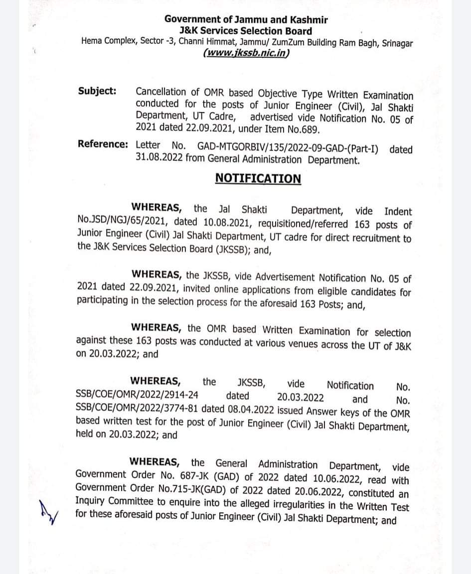 ajkyf_'s tweet photo. #JKSSB - @jkssbofficial Cancellation of #JE_Exam. #JEscam https://t.co/IhZeloIlOh