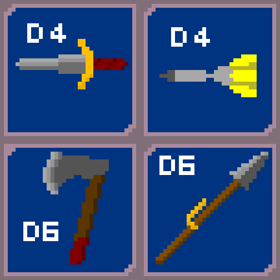 SecondToMost's tweet image. A #set of #ThrownWeapons for #pixel_dailies.

From 5E Dungeons &amp;amp; Dragons - dagger, dart, handmade, and spear with their damage dice.

@Pixel_Dailies #pixelart